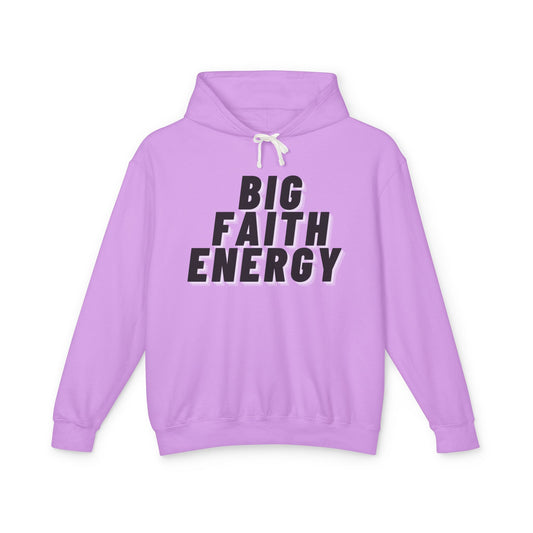 Big Faith Energy| Yellow Unisex Lightweight Hooded Sweatshirt| Christian Streetwear